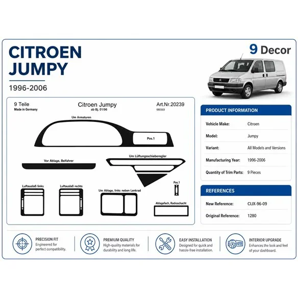 Citroen Jumpy 1996-2006 3D Armaturenbrett-Dekor-Set, 9 Teile