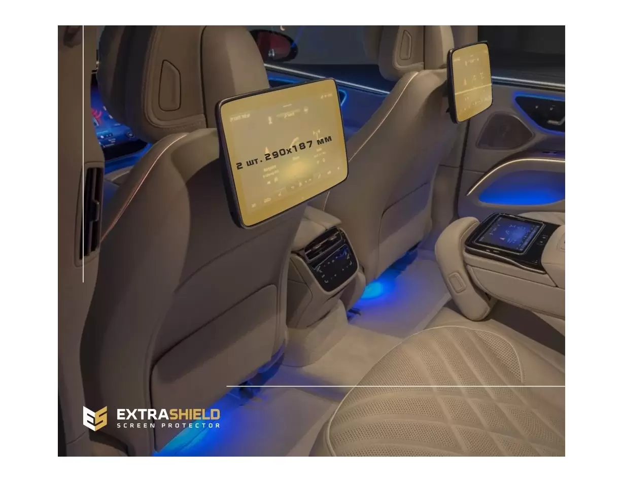 Mercedes-Benz EQS 2020 - Present Passenger monitors (2pcs,) 10,2" DisplayschutzGlass Kratzfest Anti-Fingerprint Transparent - 1-