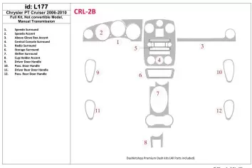Chrysler PT Cruiser 2006-UP Full Set, не Folding roof-Cabrio, Manual Gear Box Interior BD Dash Trim Kit