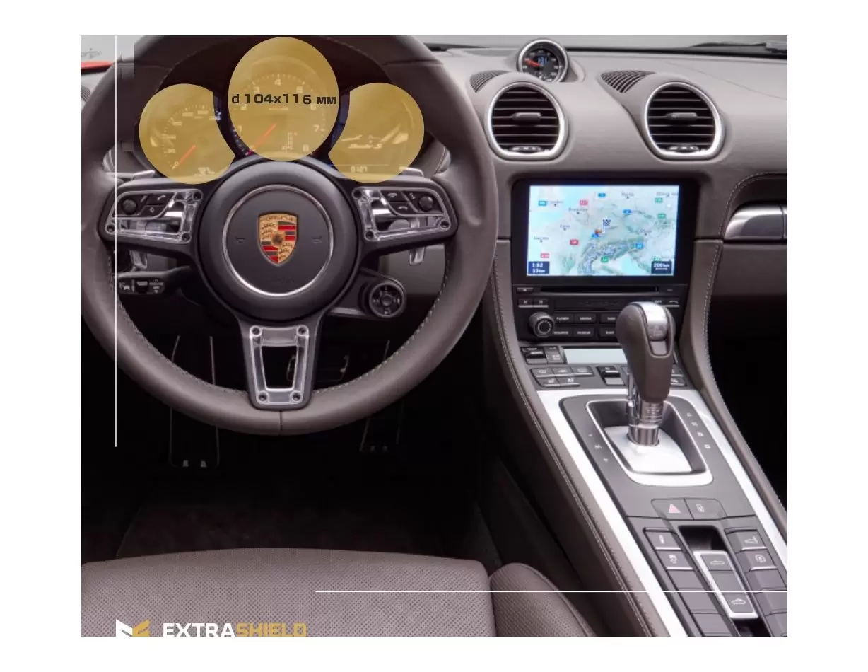 Porsche Boxster 2016 - Present Digital Speedometer 12" Vidrio protector de navegación transparente HD