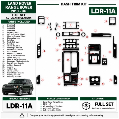 Land Rover Range Rover 2010-in poi set completo; cambio automatico kit rivestimento cruscotto e interni 3D 2