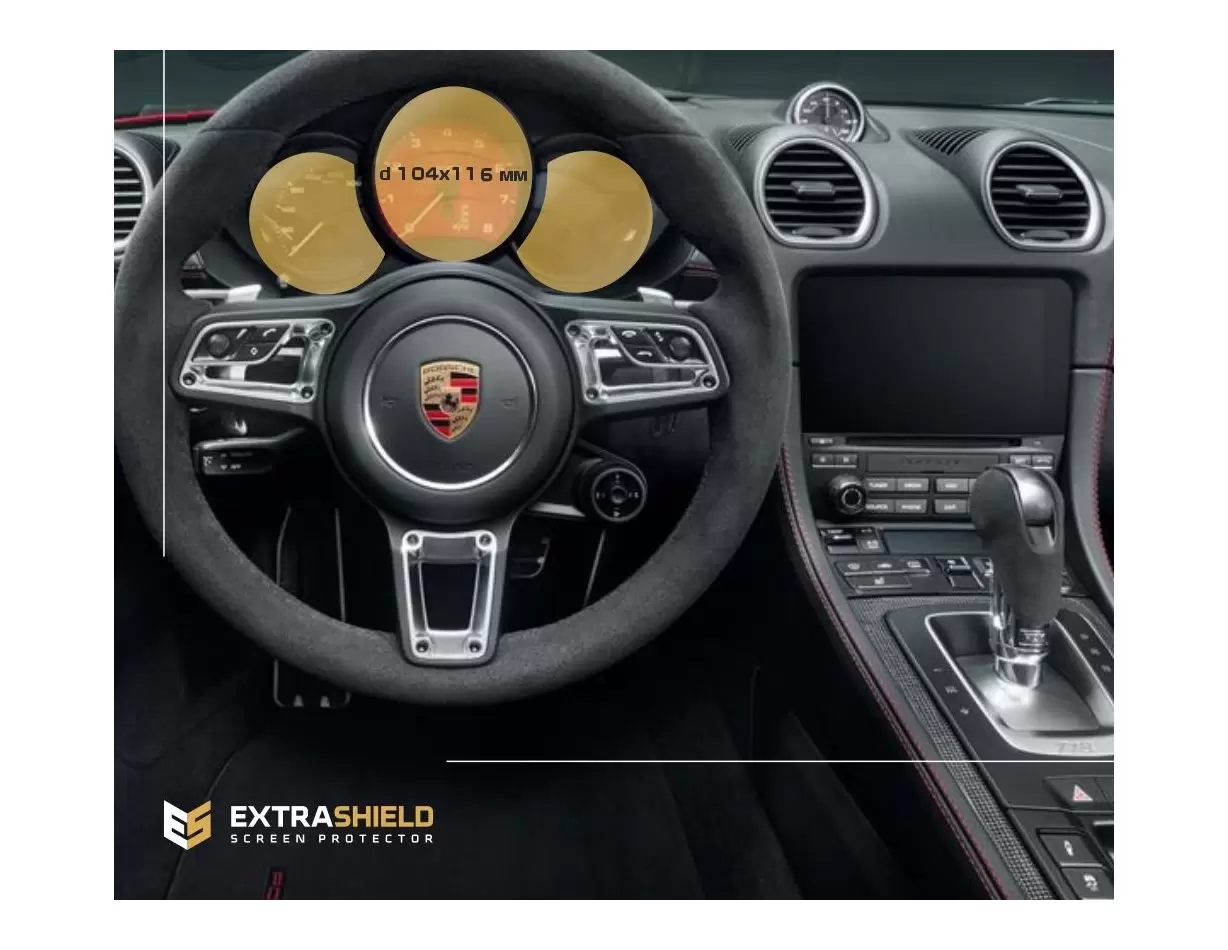 Porsche Cayman 2016 - Present Digital Speedometer 12" HD transparant navigatiebeschermglas
