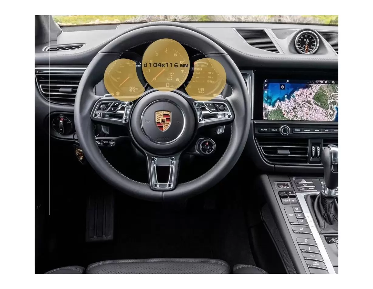 Porsche Macan 2018 - Present Digital Speedometer 12" HD transparant navigatiebeschermglas