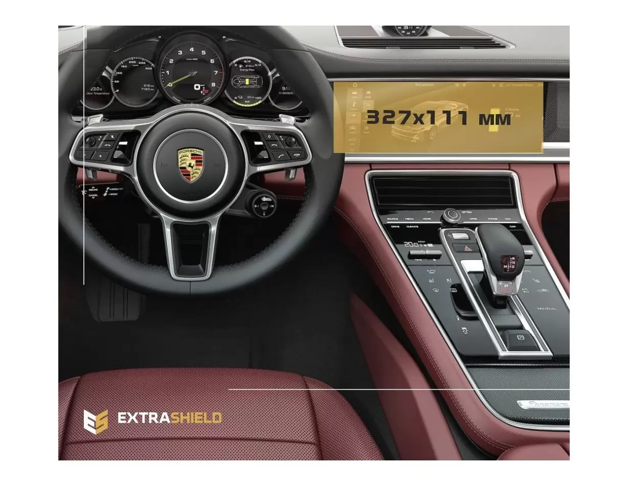 Porsche Panamera II 2017 - Present Multimedia 12" DisplayschutzGlass Kratzfest Anti-Fingerprint Transparent - 1- Cockpit Dekor I
