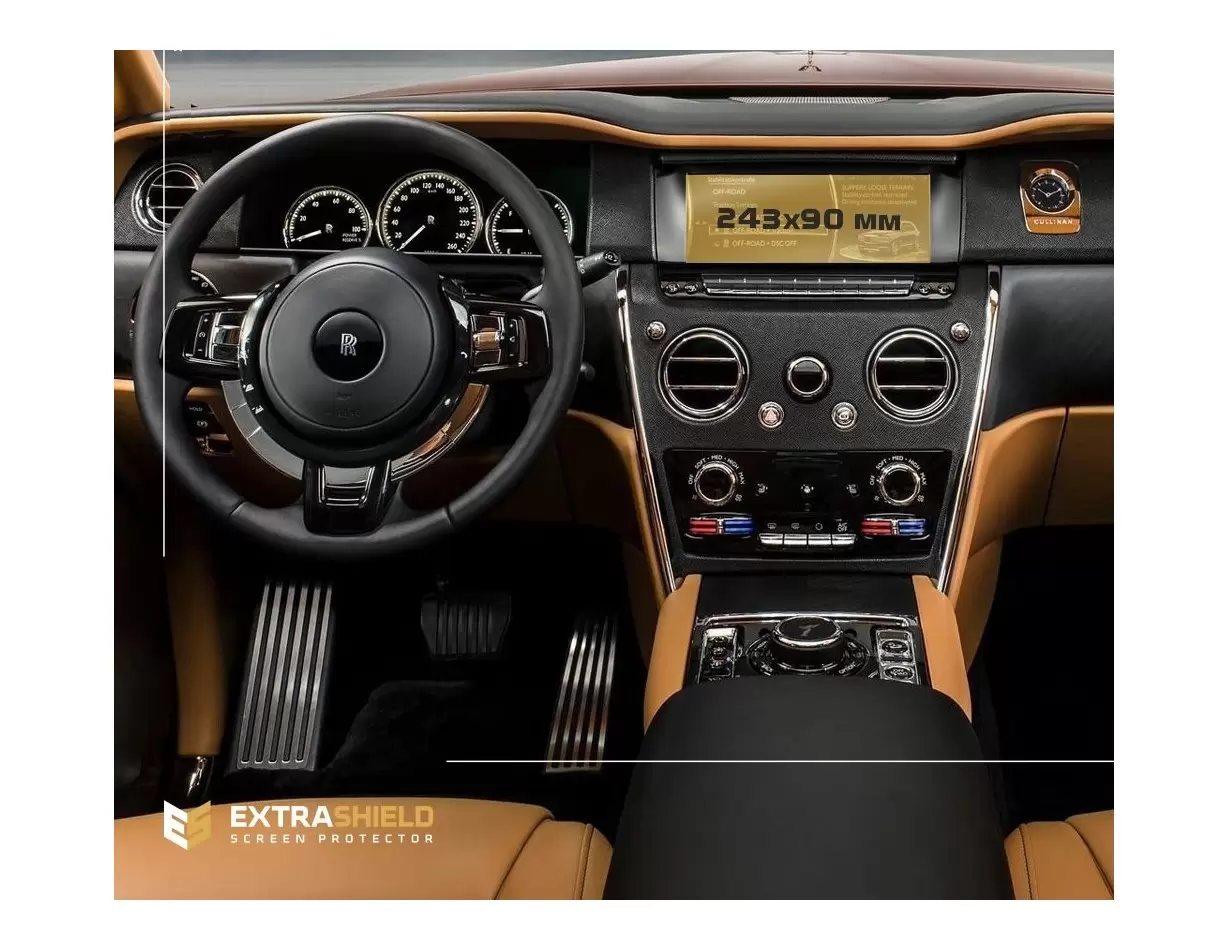 Rolls-Royce Cullinan 2018 - Present Multimedia 11" DisplayschutzGlass Kratzfest Anti-Fingerprint Transparent - 1- Cockpit Dekor 
