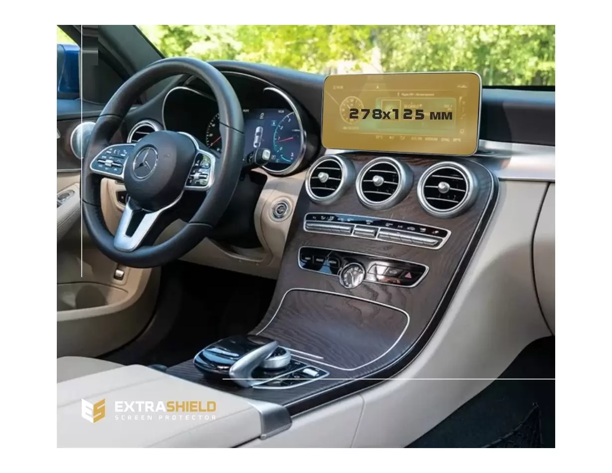 Mercedes-Benz C-class (W205/C205/A205) 2018 - Present Multimedia 10,3" DisplayschutzGlass Kratzfest Anti-Fingerprint Transparent