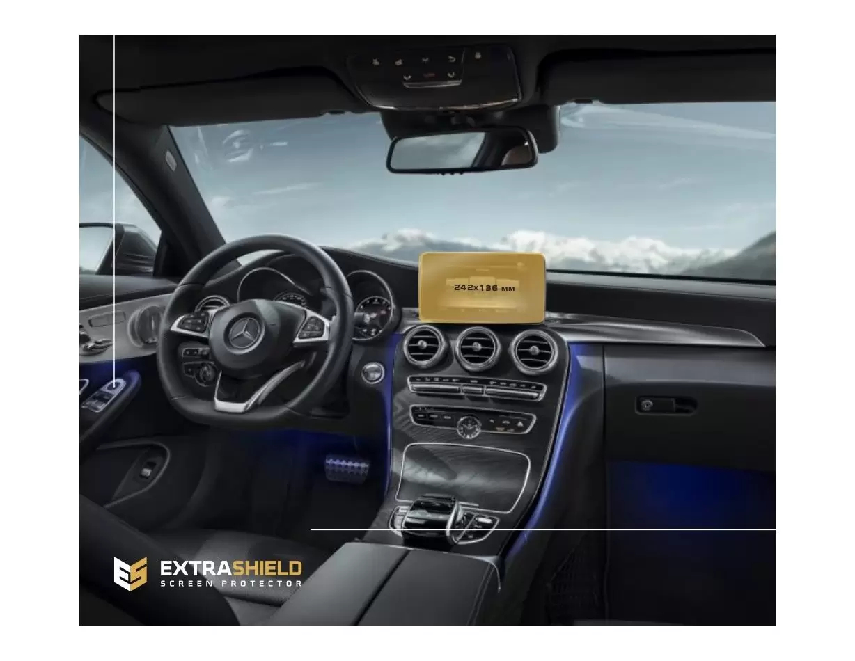 Mercedes-Benz C-class (W205/S205/C205/A205) 2014 - 2018 Multimedia 7" DisplayschutzGlass Kratzfest Anti-Fingerprint Transparent 