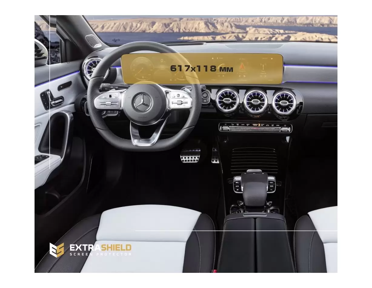Mercedes-Benz A-class (W177/V177) 2018 - Present Digital Speedometer + Multimedia 10,25" HD transparant navigatiebeschermglas