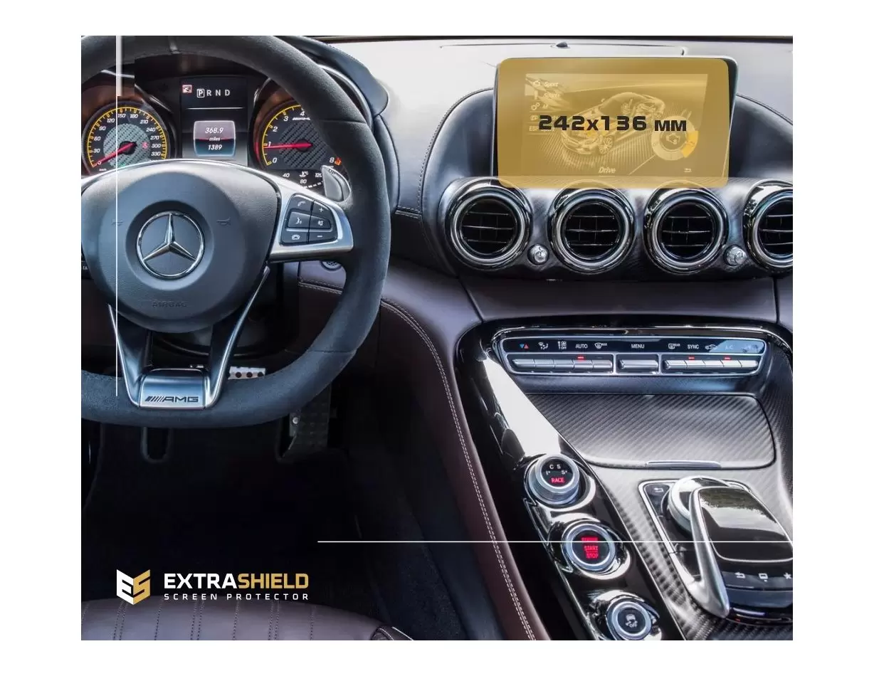 Mercedes-Benz B-Class (T246) 2014 - 2018 Multimedia 7" DisplayschutzGlass Kratzfest Anti-Fingerprint Transparent - 1- Cockpit De