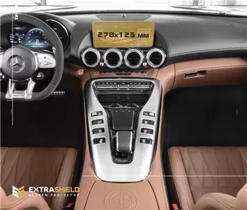 Mercedes-Benz AMG GT (C190/R190) 2016 - 2020 Multimedia 10,3" DisplayschutzGlass Kratzfest Anti-Fingerprint Transparent - 1- Coc