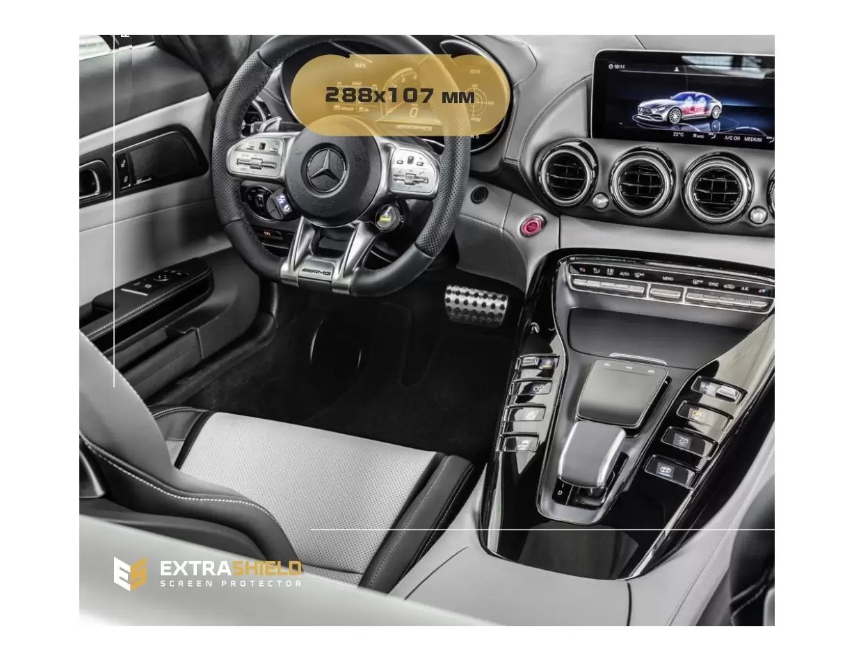 Mercedes-Benz AMG GT (C190/R190) 2016 - 2020 Digital Speedometer 10,25" DisplayschutzGlass Kratzfest Anti-Fingerprint Transparen