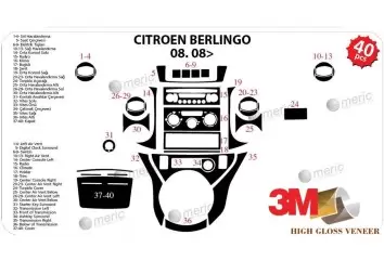 Citroen Berlingo 08.2008 3M 3D Interior Dashboard Trim Kit Dash Trim Dekor 40-Parts