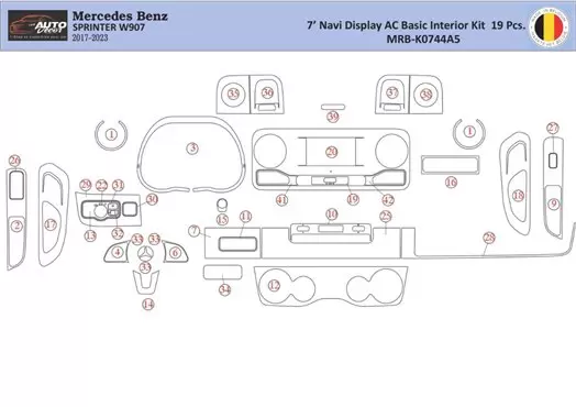 Mercedes Sprinter W907 Kit la décoration du tableau de bord 39 Pièce - 1 - habillage decor de tableau de bord