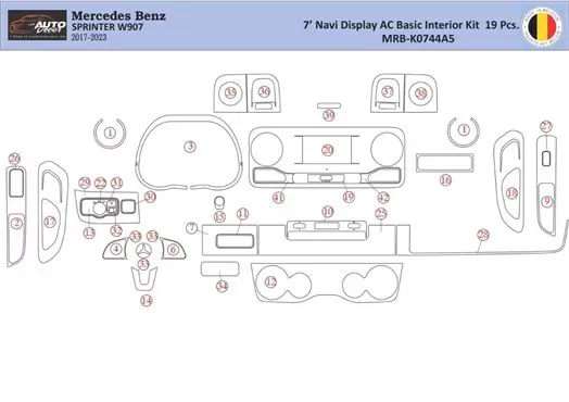 Mercedes Sprinter W907 Interior WHZ Dashboard trim kit 39 Parts