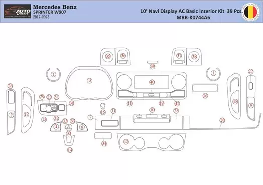 Mercedes Sprinter W907 Interieur WHZ Dashboard inbouwset 39 onderdelen
