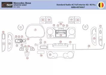 Mercedes Sprinter W907 Inleg dashboard Interieurset aansluitend en pasgemaakt 40 Delen