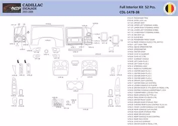 Cadillac Escalade 2003–2006 Interior WHZ Dashboard trim kit 52 Parts