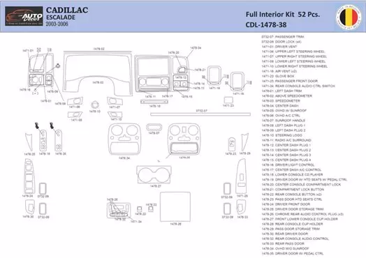 Cadillac Escalade 2003–2006 Interior WHZ Dashboard trim kit 52 Parts