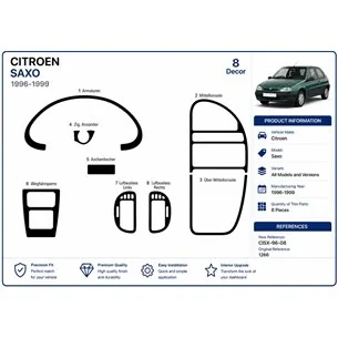 Citroen Saxo 1996-1999 kit salpicadero 3D, 8 piezas 2
