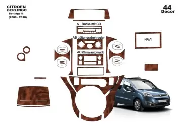 Citroen Berlingo 2012-2018 Kit Rivestimento Cruscotto all'interno del veicolo Cruscotti personalizzati 44-Decori