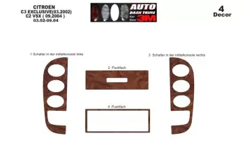 Citroen C2-C3 03.02-09.04 3M 3D Interior Dashboard Trim Kit Dash Trim Dekor 4-Parts
