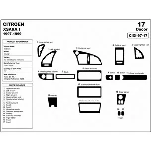 Citroen Xsara I 1997-1999 3D Armaturenbrett-Dekor-Set, 17 Teile