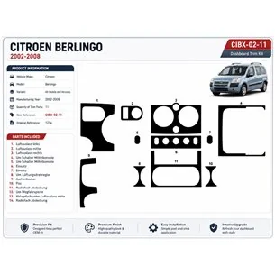 Citroen Berlingo 2002-2008 kit salpicadero 3D, 11 piezas 2