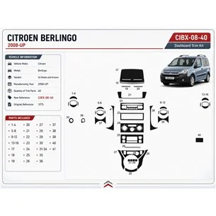 Citroen Berlingo 2008+ 3D dashboard sierlijstset, 40 delen 2