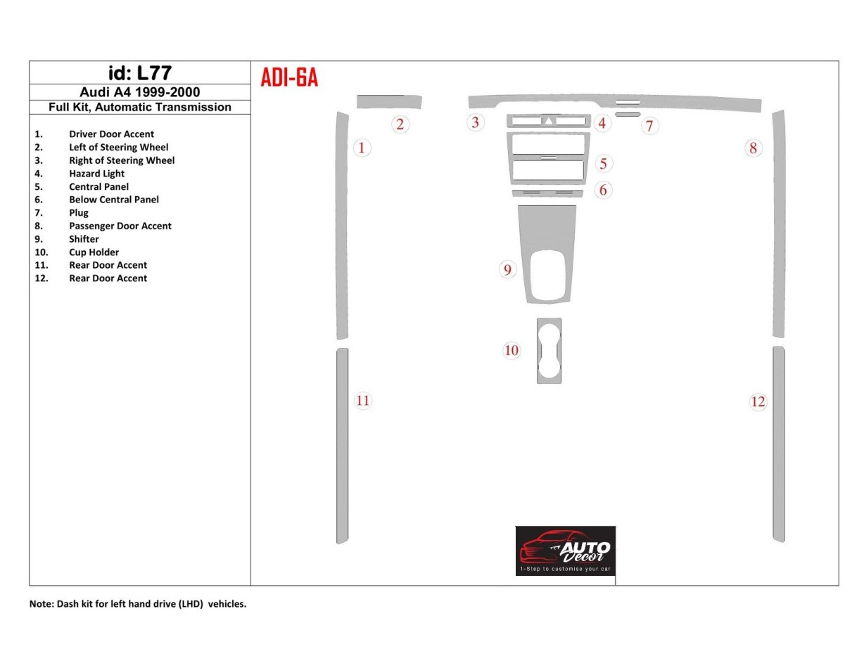 AUDI Audi A4 1999-2000 Full Set, Automatic Gear Interior BD Dash Trim Kit €59.99