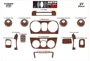 Citroen Nemo 01.2008 3M 3D Interior Dashboard Trim Kit Dash Trim Dekor 27-Parts