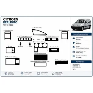 Citroen Berlingo 1996-2002 3D dashboard sierlijstset, 14 delen 2