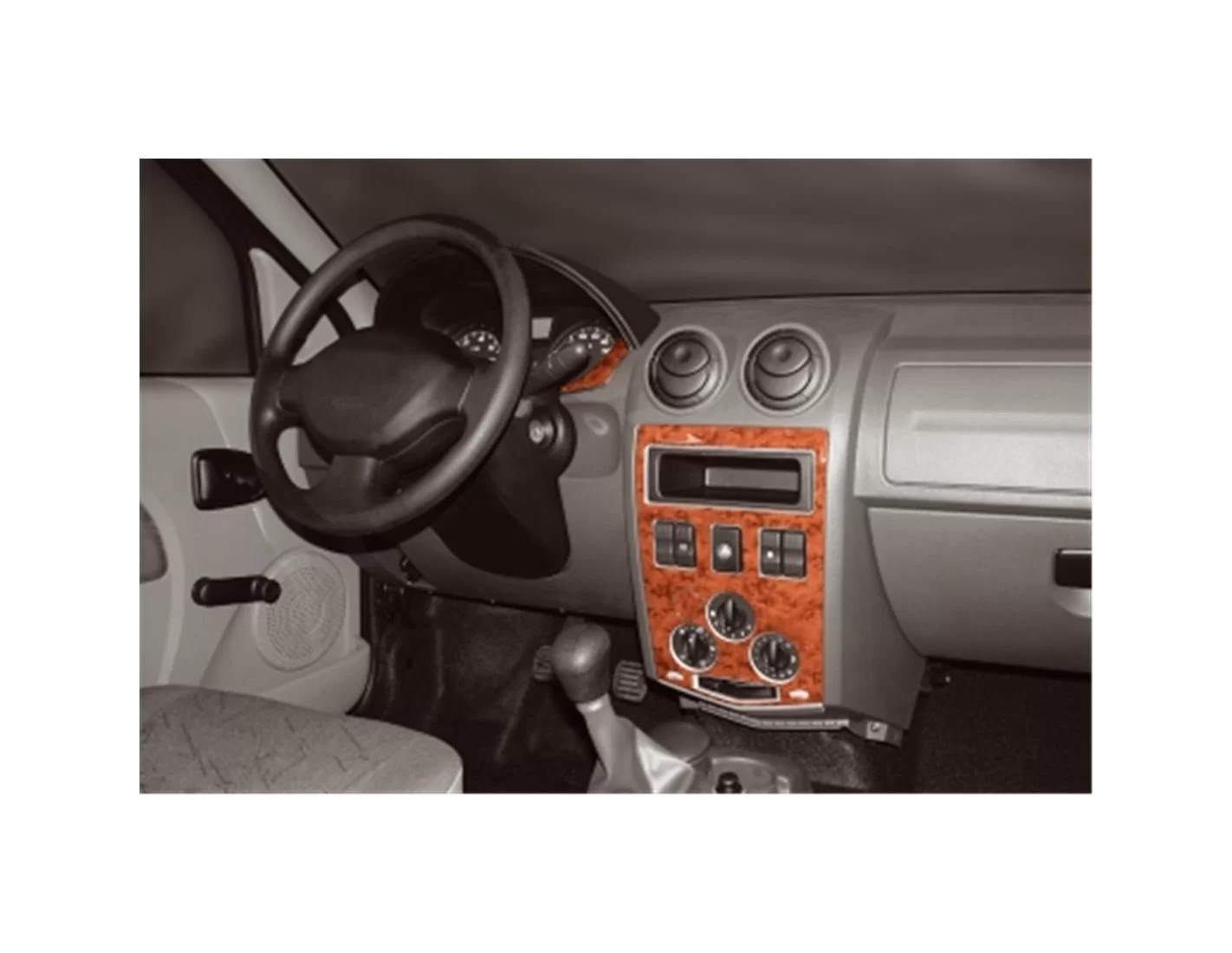 Dacia Logan 04.05 - 09.09 3D Inleg dashboard Interieurset aansluitend en pasgemaakt op he 20 -Teile