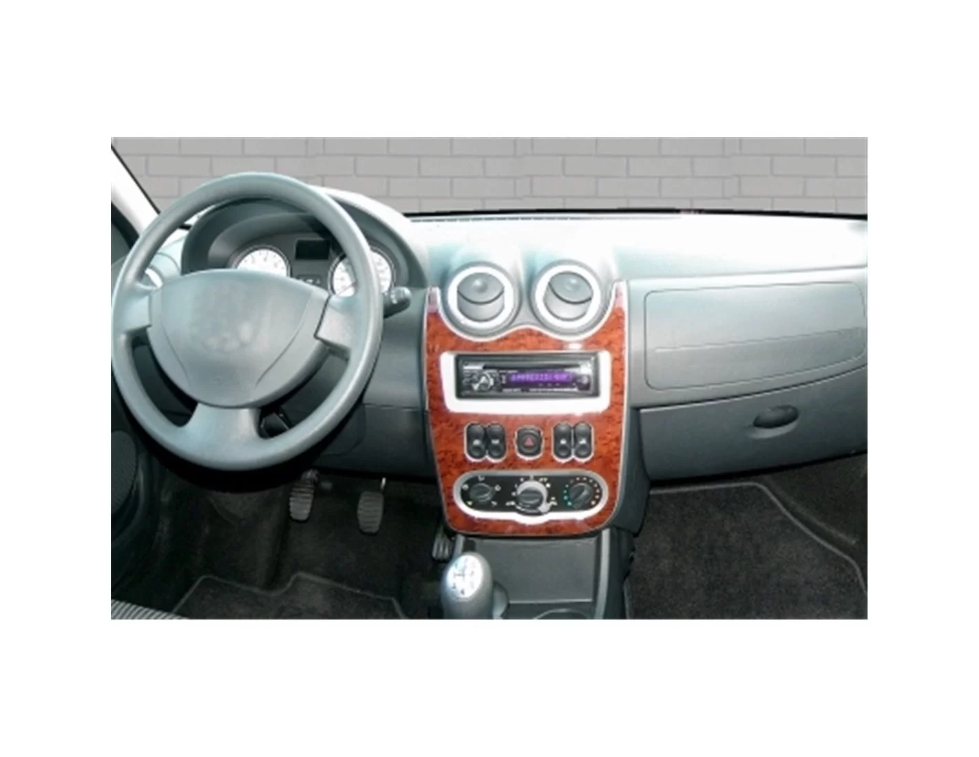 Dacia Sandero-Logan 07.08-12.09 3M 3D Interior Dashboard Trim Kit Dash Trim Dekor 18-Parts