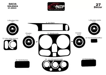 Dacia Solenza 04.2004 3M 3D Interior Dashboard Trim Kit Dash Trim Dekor 27-Parts