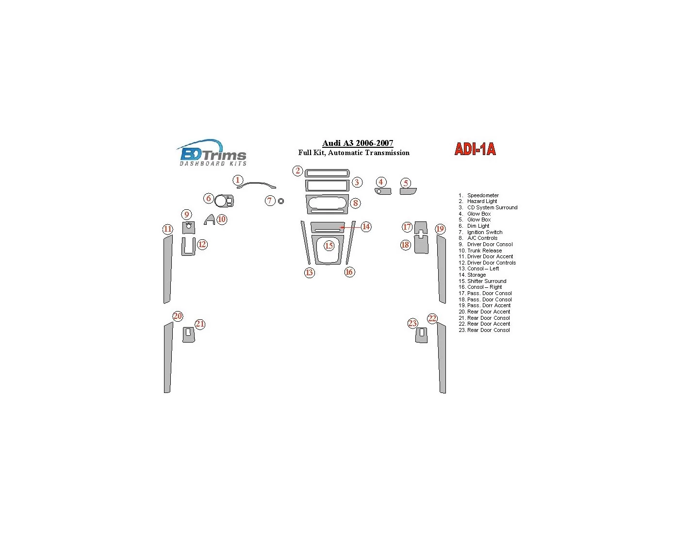 AUDI Audi A4 2000-2001 Full Set, Automatic Gearbox Interior BD Dash Trim Kit €51.99