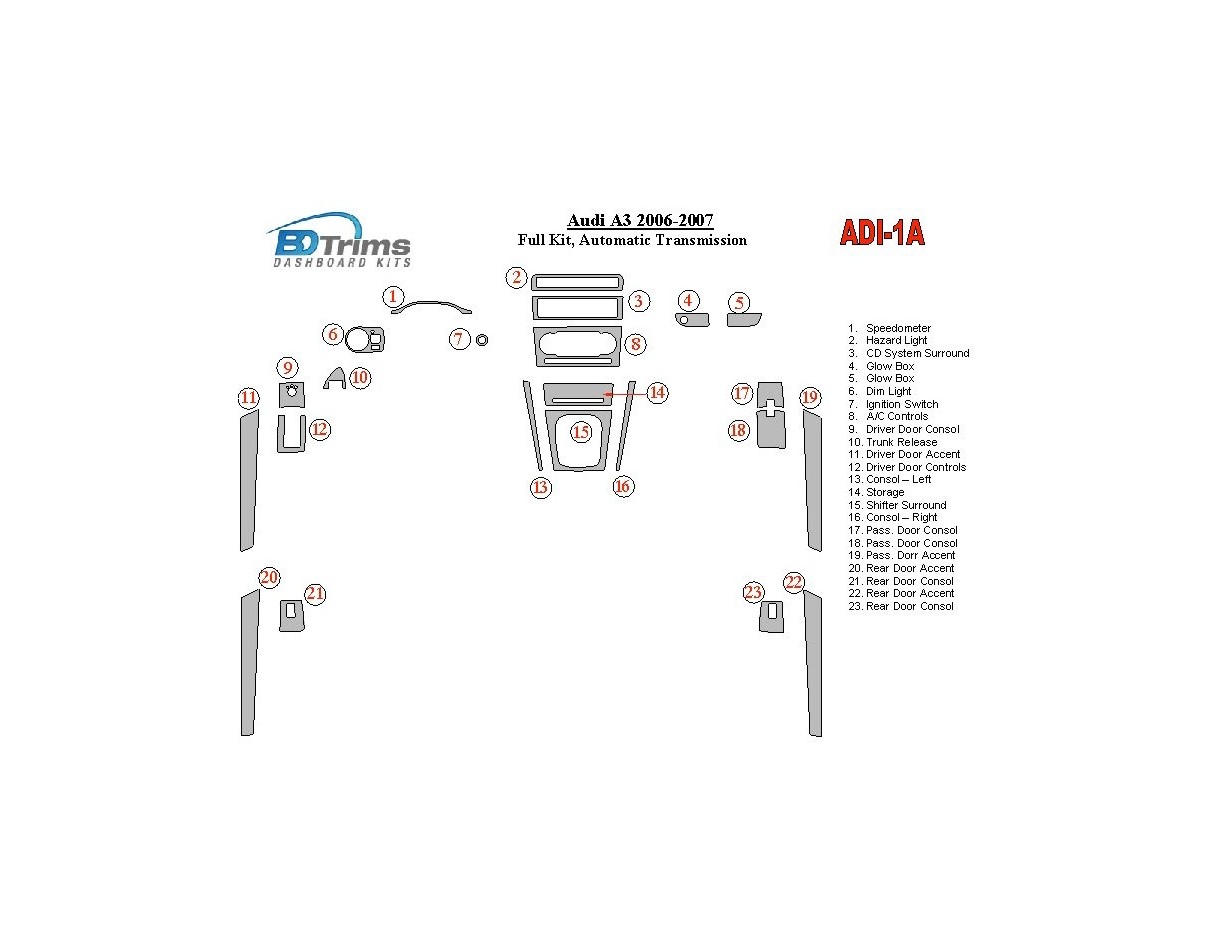 Audi A4 2000-2001 Voll Satz, Automatic Gearbox BD innenausstattung armaturendekor cockpit dekor - 1- Cockpit Dekor Innenraum