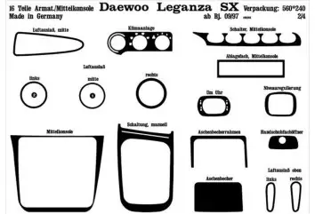 Daewoo Leganza 09.1997 3D Inleg dashboard Interieurset aansluitend en pasgemaakt op he 18 -Teile