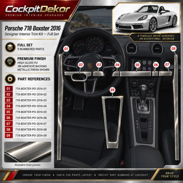 Porsche 718 Boxster 2016 – Designer Interior Trim Kit – Full Set