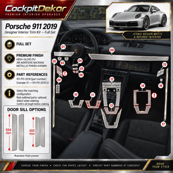 Porsche 911 2019 – Designer Interior Trim Kit – Full Set