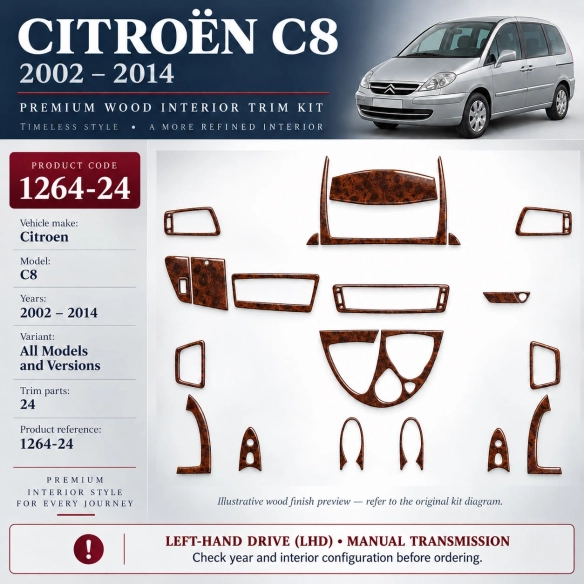 Citroen C8 2002-2014 kit 3D de molduras interiores para salpicadero 24 piezas