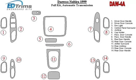 DAEWOO Daewoo Nubira 1999-1999 Full Set, Automatic Gear Interior BD Dash Trim Kit €51.99