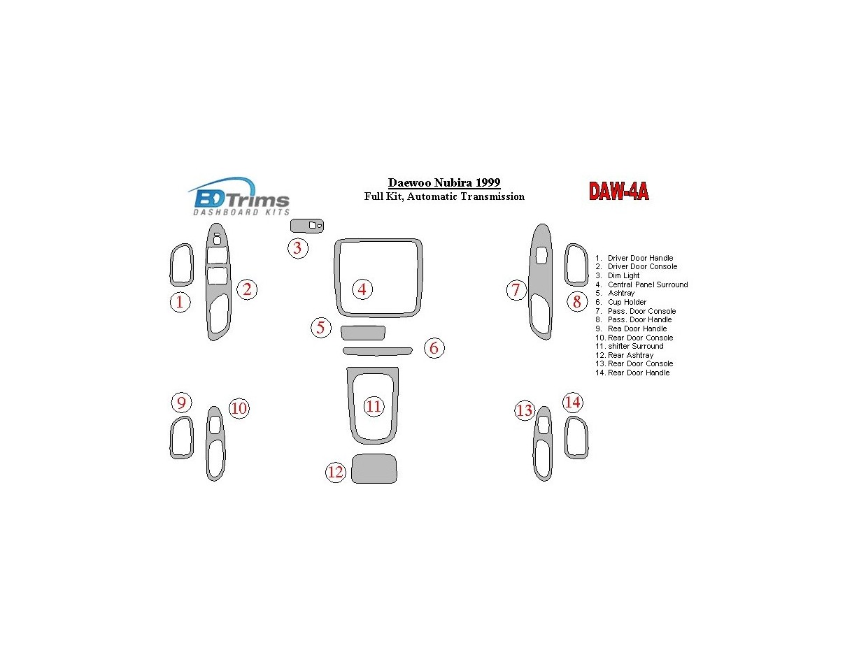 DAEWOO Daewoo Nubira 1999-1999 Full Set, Automatic Gear Interior BD Dash Trim Kit €51.99