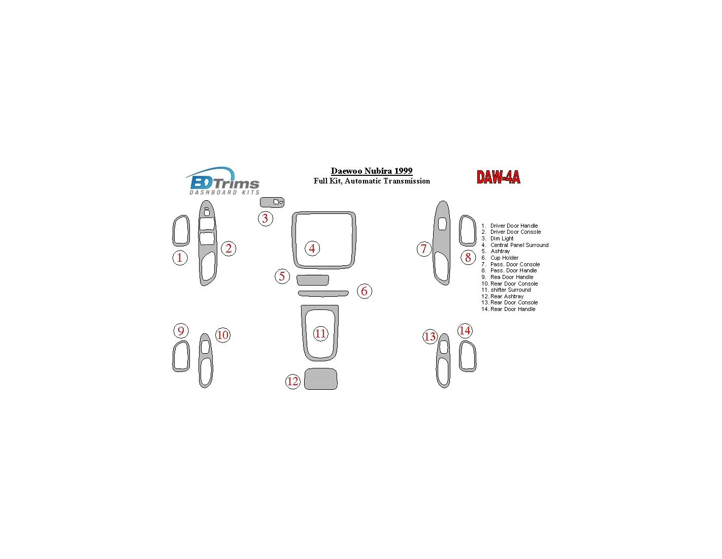 DAEWOO Daewoo Nubira 1999-1999 Full Set, Automatic Gear Interior BD Dash Trim Kit €51.99