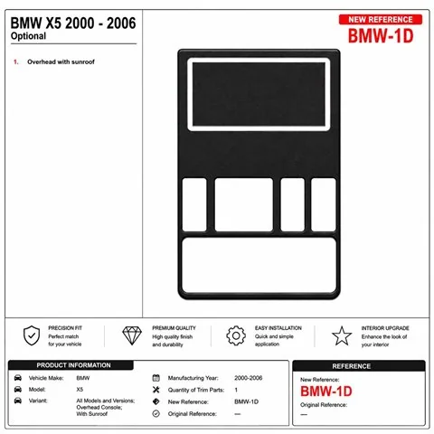 BMW X5 2000-2006 Overhead Console, With Sunroof kit salpicadero 3D