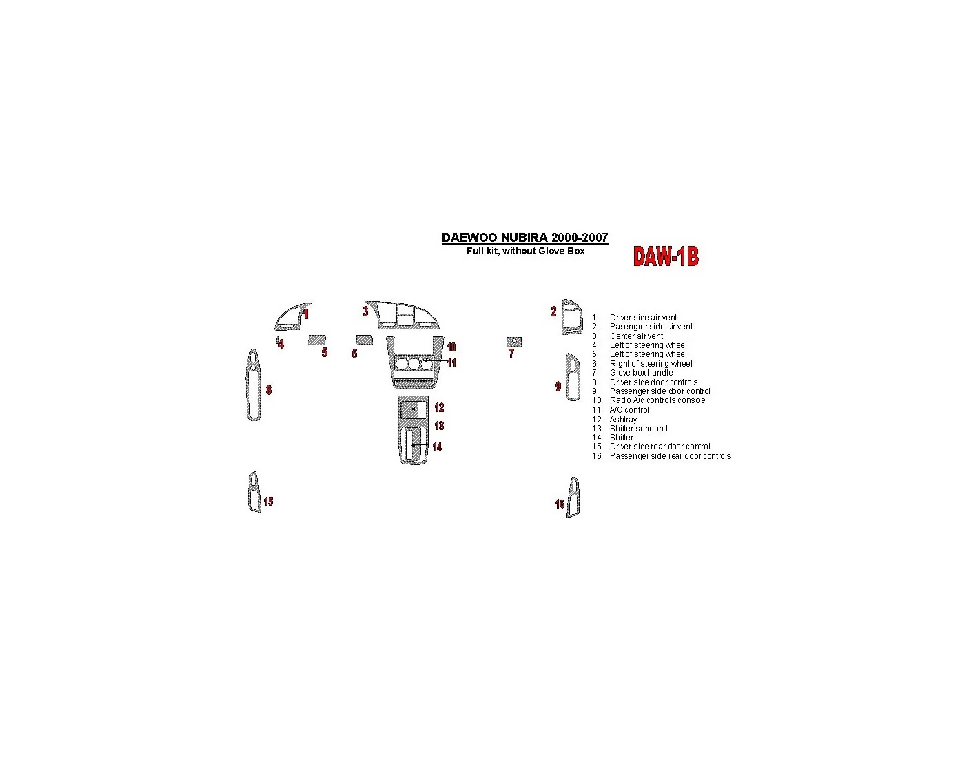 DAEWOO Daewoo Nubira 2000-2007 Full Set, Without glowe-box Interior BD Dash Trim Kit €64.99