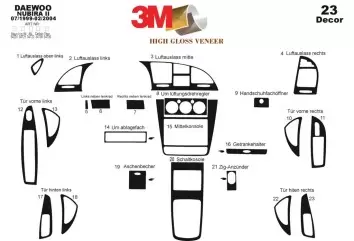Daewoo Nubira II 07.99-02.04 3M 3D Interior Dashboard Trim Kit Dash Trim Dekor 23-Parts