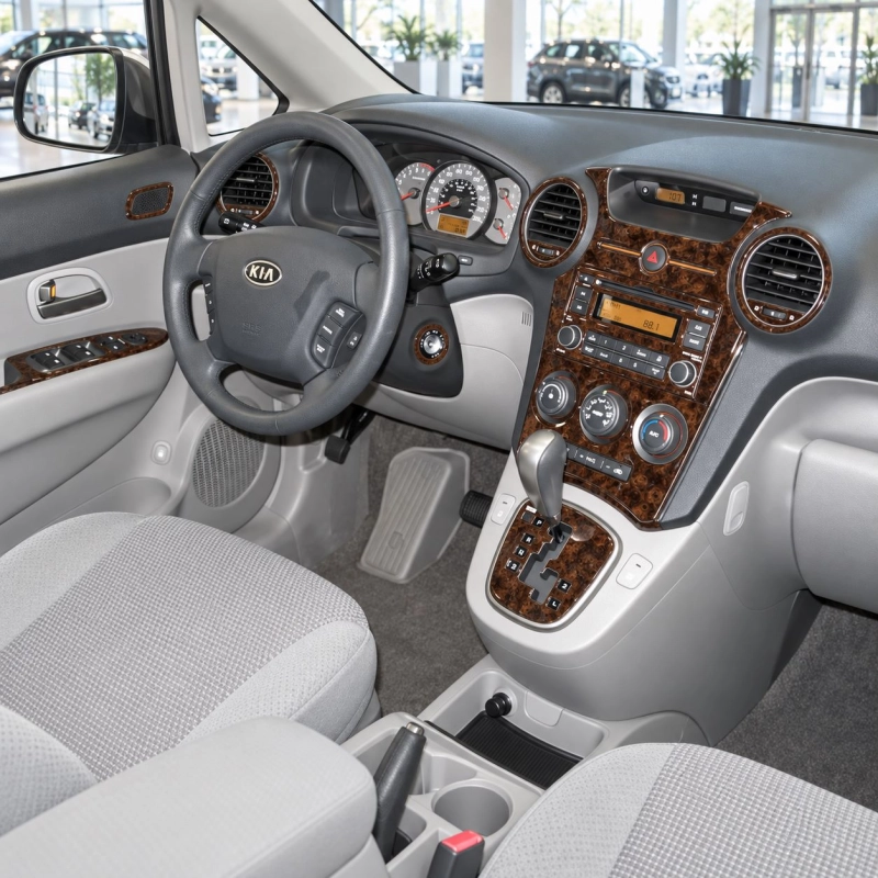 Kia Carens/Rondo 2007-UP Full Set, Automatic A/C Controls, W/O Heated Seats Interior Dashboard Trim Kit Dash Trim Dekor
