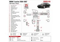 BMW 3 1994-1997 2 porte kit cruscotto 3D, 25 pezzi