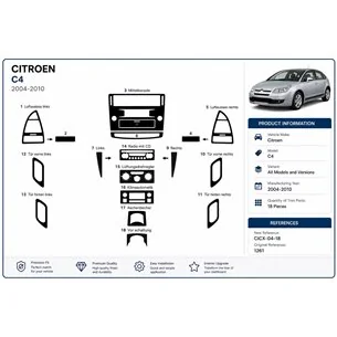 Citroen C4 2004-2010 3D Armaturenbrett-Dekor-Set, 18 Teile 2