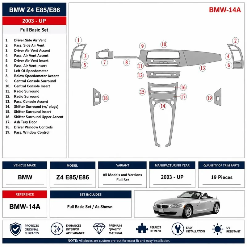 BMW Z4 2003+ set completo kit salpicadero 3D